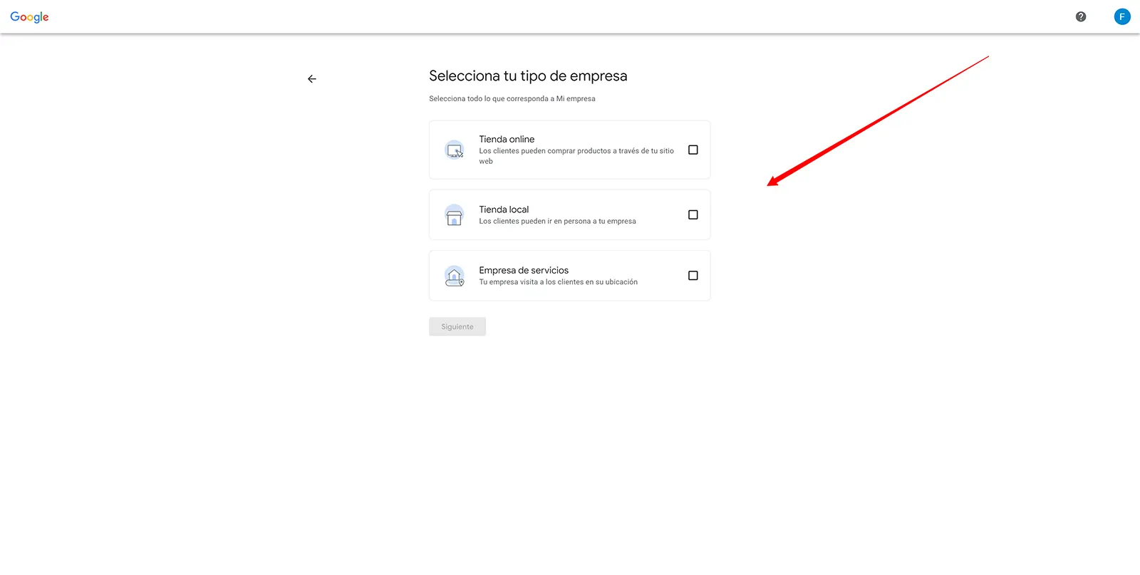 seleccionar-tipo-empresa-google-profile